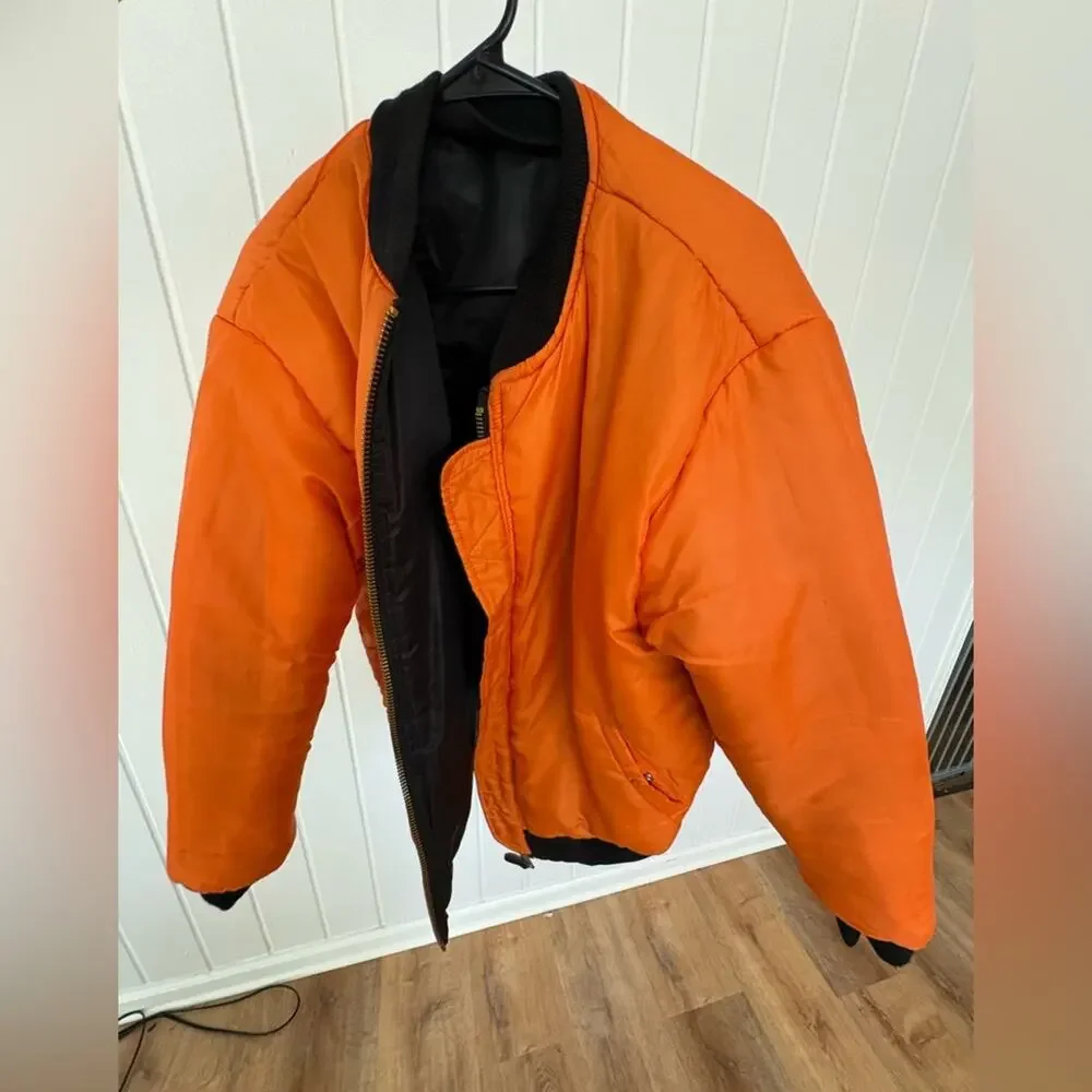 80s Arctic Pole Reversible Military Flight Bomber Jacket Size Large